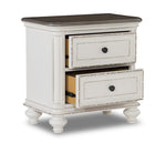 Kamari Night Table - Antique White, Brown