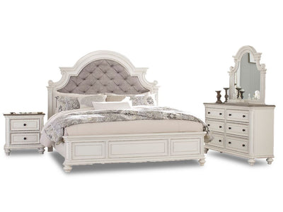 Kamari 6-Piece King Bedroom Package - Antique White, Brown