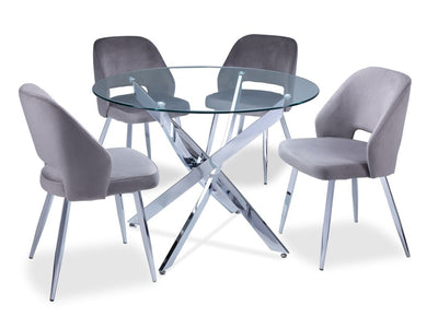 Kate II 5-Piece Dining Set - Chrome, Grey