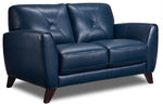 Kendra Leather Loveseat - Royal Blue