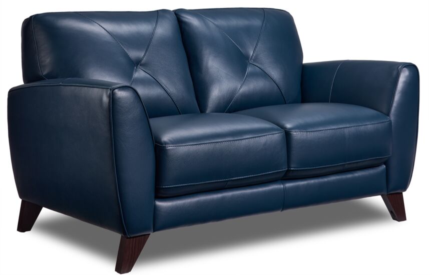Kendra Leather Loveseat - Royal Blue