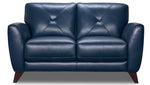Kendra Leather Loveseat - Royal Blue