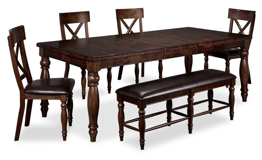 Kingstown 7 Piece Extendable Counter Height Dining Set Chocolate Leon s