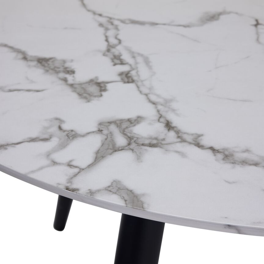 Kinsley Faux Marble Dining Table - White, Black