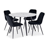 Kinsley 5-Piece Faux Marble Dining Table - White, Black