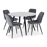 Kinsley 5-Piece Faux Marble Dining Table - White, Grey