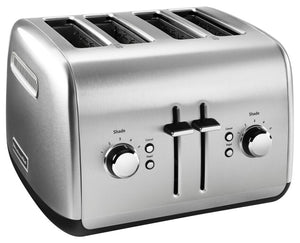 KitchenAid® Brushed Stainless Steel 4-Slice Toaster with Manual High-Lift Lever - KMT4115SX