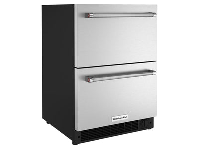 KitchenAid Stainless Steel 24" Undercounter Double-Drawer Refrigerator/Freezer (4.29 Cu Ft) - KUDF204KSB