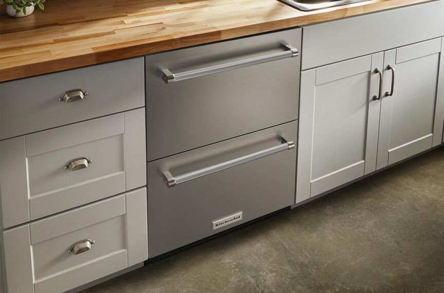 KitchenAid Stainless Steel 24" Undercounter Double-Drawer Refrigerator (4.44 Cu.Ft) - KUDR204KSB