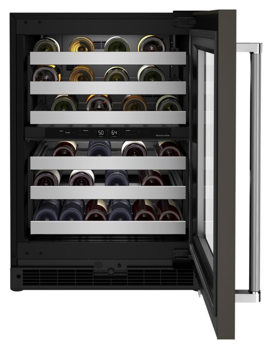 KitchenAid Black Stainless Under-Counter 46-Bottle Wine Cellar (5.0 cu. ft.) - KUWR314KBS