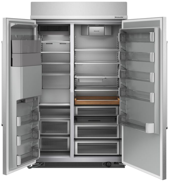 KitchenAid 48" 29.4 Cu. Ft. Fingerprint Resistant Stainless Steel Built-In Side-by-Side Refrigerator - KBSD708MPS
