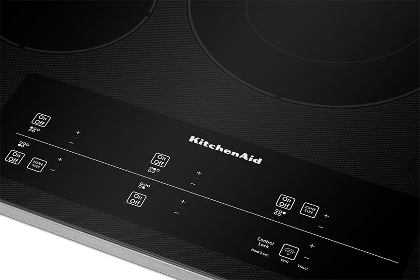 KitchenAid Stainless Steel 30" Electric Cooktop with 5 Elements and Touch-Activated Controls - KCES950KSS