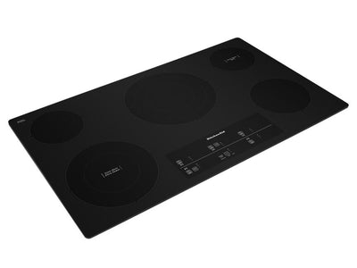 KitchenAid Black 36" Electric Cooktop with 5 Elements and Touch-Activated Controls - KCES956KBL