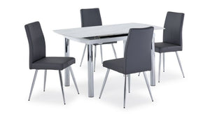 Layla 5-Piece Dining Set - Faux Marble, Chrome