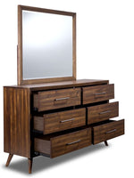 Lotus 6 Drawer Dresser - Wire Brushed Brown