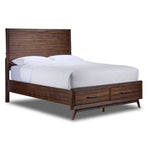 Lotus 5 Piece King Panel Storage Bedroom Package - Wire Brushed Brown