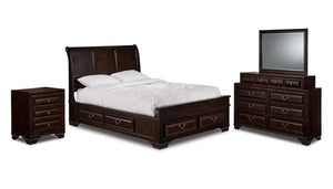 Louis 6-Piece Queen Storage Bedroom Package - Cherry