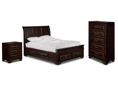 Louis 5-Piece Queen Storage Bedroom Package - Cherry