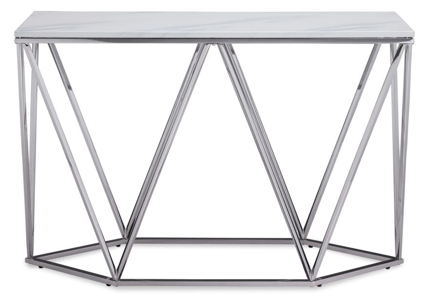 Lynn 48" Sofa Table - Marble and Stainless Steel