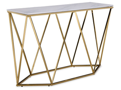 Lynn 48" Sofa Table - Marble and Gold