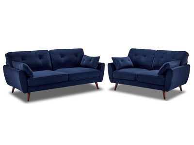 Mallory Sofa and Loveseat Set- Blue