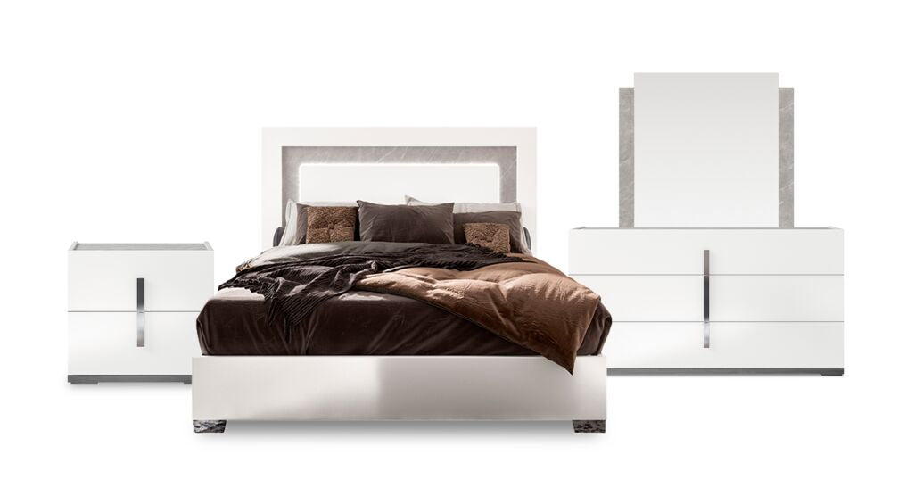Mara 6-Piece Queen Bedroom Package - White Lacquer