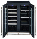 Marathon 24" Black Steel French Door Dual Zone Beverage Cooler (5.0 cu. ft.) - MBWC56-FDBLS
