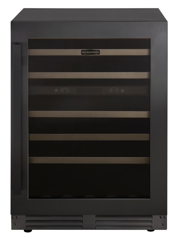 Marathon 24" Black Steel Dual Zone Undercounter Wine Cellar (5.4 cu. ft.) - MWC56-DBLS