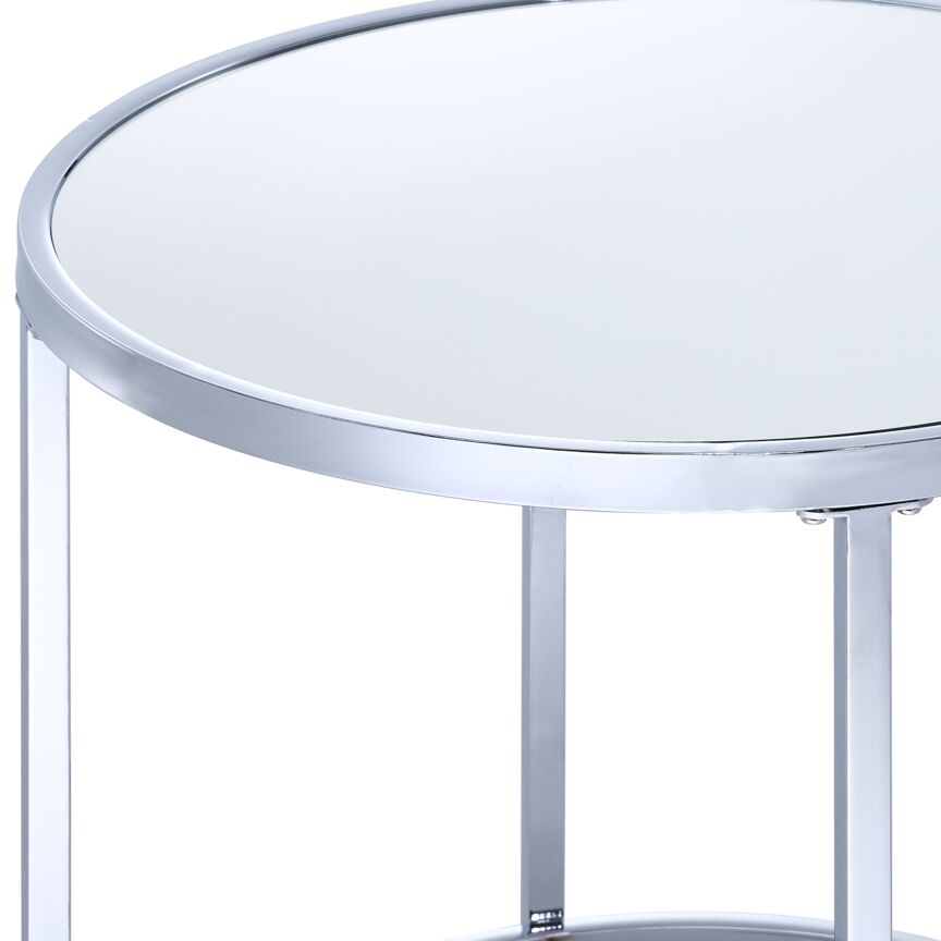 Mira End Table - Mirrored Glass, Silver