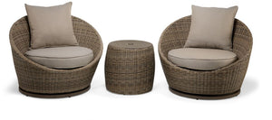 Monaco - 3-Piece Swivel Set With Round Table - Grey and Light Brown