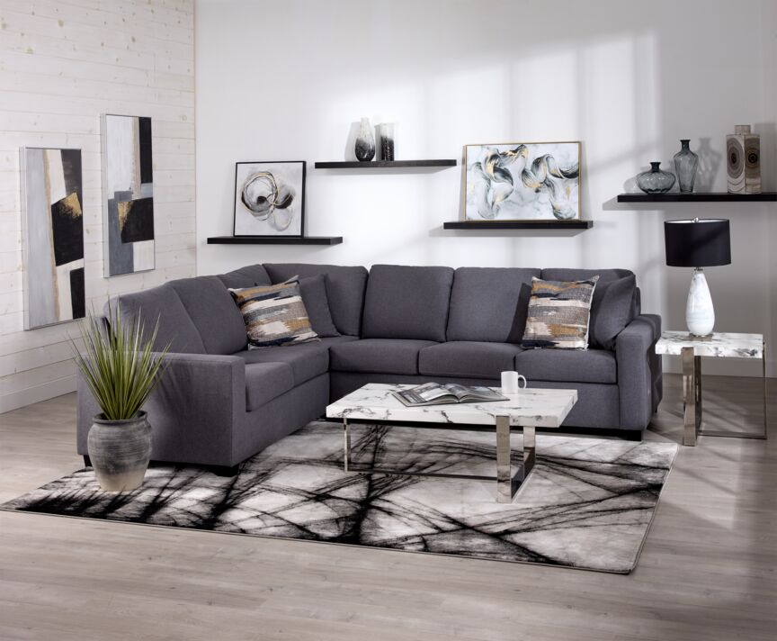 Neto 2pc Sectional with Right Facing Corner Sofa- Dark Grey