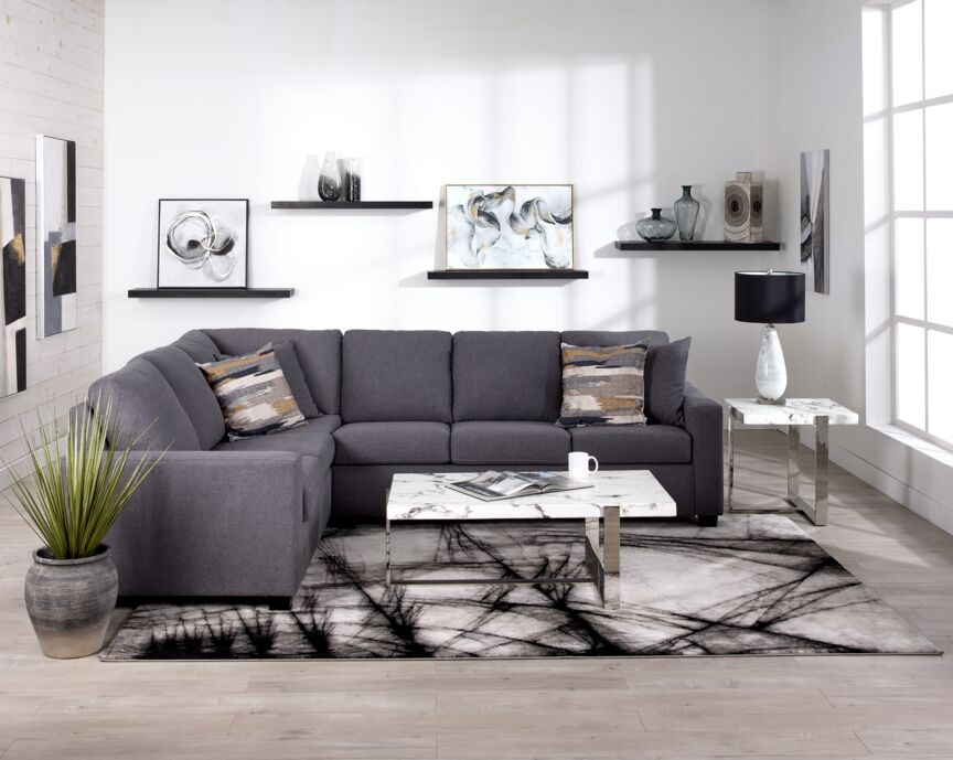 Neto 2pc Sectional with Right Facing Corner Sofa- Dark Grey
