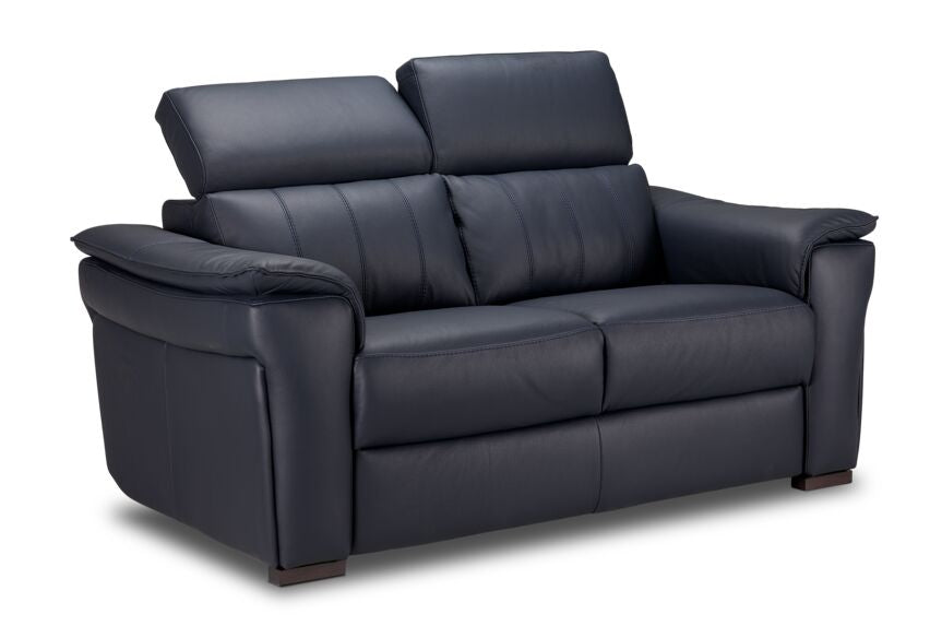 Orlando-Ray Leather Loveseat-Blue