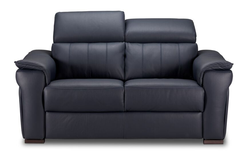 Orlando-Ray Leather Loveseat-Blue