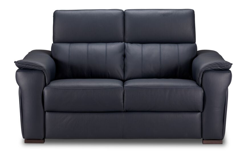 Orlando-Ray Leather Loveseat-Blue