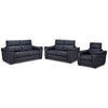 Orlando-Ray Leather Sofa, Loveseat and Chair Set-Blue
