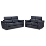 Orlando-Ray Leather Sofa and Loveseat Set-Blue