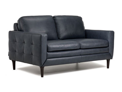 Oscar Leather Loveseat-Blue