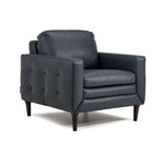 Oscar Leather Sofa and Chair Set-Blue