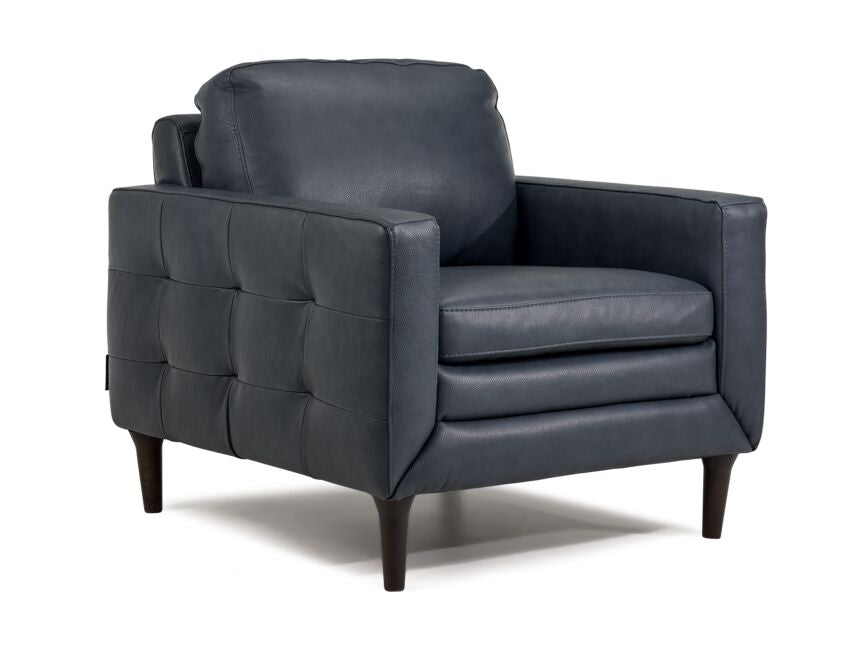 Oscar Leather Sofa, Loveseat and Chair Set-Blue