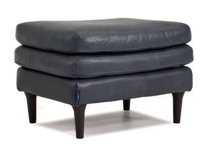 Oscar Leather Ottoman-Blue