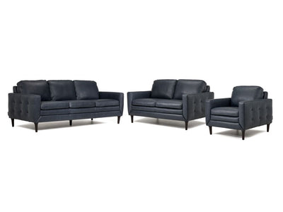 Oscar Leather Sofa, Loveseat and Chair Set-Blue