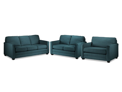 Penelope Sofa, Loveseat and Chair and a Half Set - Teal