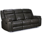 Plaza Leather Reclining Sofa and Loveseat Set - Grey