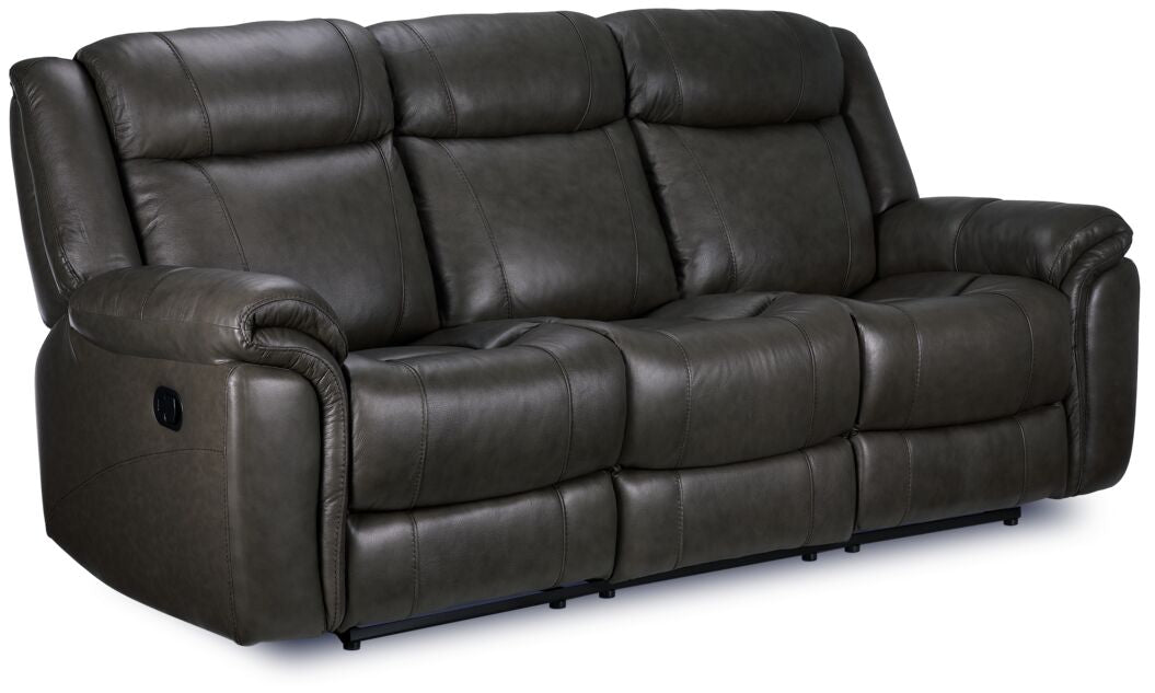 Plaza Leather Reclining Sofa and Loveseat Set - Grey