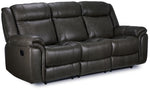 Plaza Leather Reclining Sofa and Rocker Recliner Set - Grey