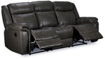 Plaza Leather Reclining Sofa, Loveseat and Rocker Recliner Set - Grey