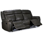 Plaza Leather Reclining Sofa and Loveseat Set - Grey