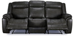 Plaza Leather Reclining Sofa and Rocker Recliner Set - Grey