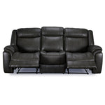 Plaza Leather Reclining Sofa and Loveseat Set - Grey